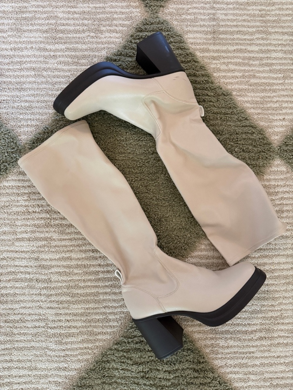 Matisse Cream Knee-High Platform Boots with Black Heel